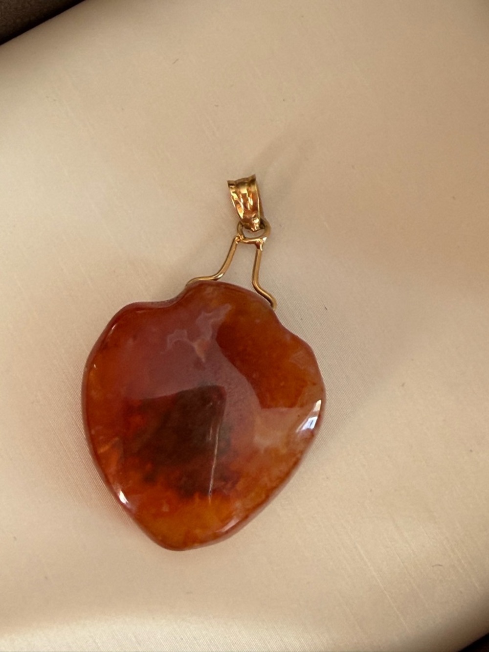 18kGold Genuine AGATE Heart Pendant Necklace
